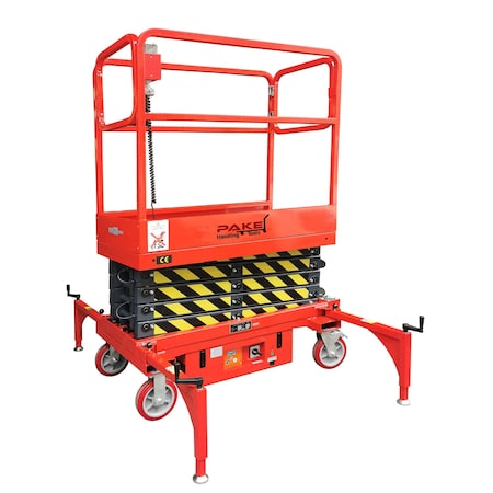 Pake Handling Tools Scissor Lift, Push-Around Drive, 660 lb Cap., 16 ft Max Height PAKSL-SJY0339-SE
